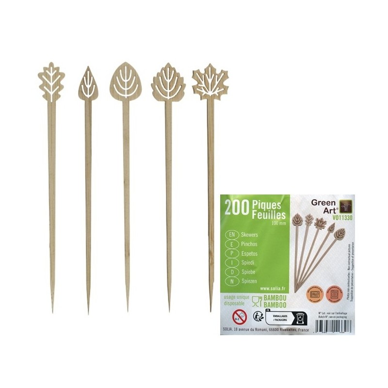 N.200 SPIEDI BAMBOO FOGLIE cm 10  - 3906012 | Novalberghiera