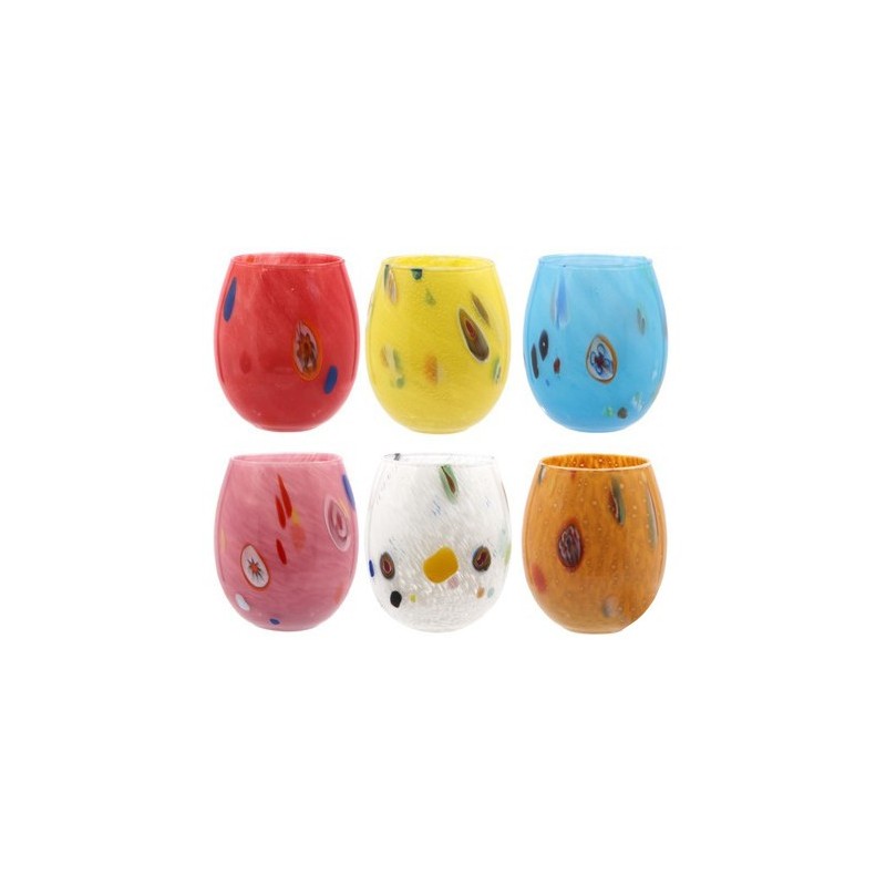 CONFEZIONI N.6 BICCHIERI MURANO ASSORTITI cl.35  - 1536000 | Novalberg